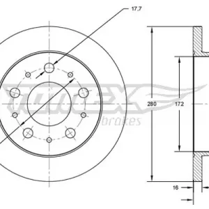 Tarcza hamulcowa TOMEX BRAKES TX 71-38 Wyprzedaż